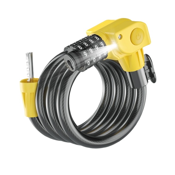 Candado de bicicleta con cable y luz 90 cm 1