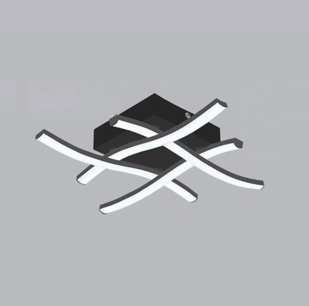 Candeeiro de tecto LED moderno com temperatura de luz ajustável 24 W Iluminação de tecto em forma de hashtag Candeeiro com iluminação LED integrada 40 x 8 cm preto