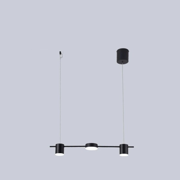 Candeeiro de teto triplo com suspensão ajustável e luz branca quente Candeeiro LED moderno com interruptor na parede Iluminação 5-8 m² preto