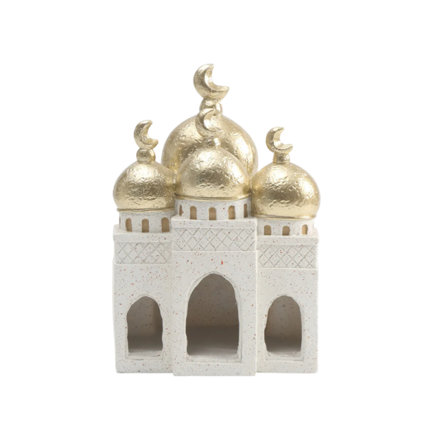 Candelabro 19 × 13 × 7 cm Kaaba musulmana Cúpula Mezquita Islámica Decoración de mesa Adorno de coche Regalo artesanal Chenbao Candelabro oriental Fe 1