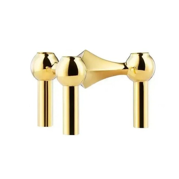 Candelabro de metal de 10 × 6 × 1,2 cm, diseño molecular, decoración nórdica, candelabro moderno, decoración del hogar, regalo para sala de estar dorado