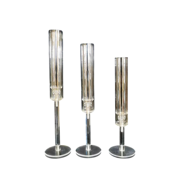 Candelabros de acrílico set 35 / 40 / 45 cm Aspecto de cristal candelabros decorativos en soporte Candelabros transparentes para decoraciones de mesa de boda 1