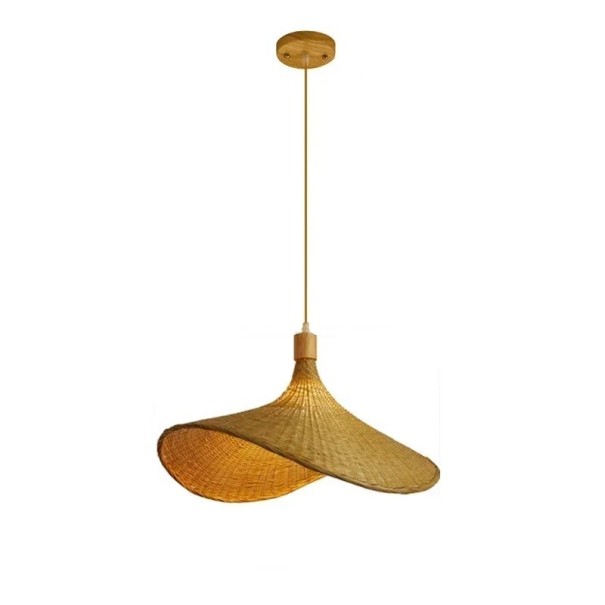 Candelabru din bambus țesut manual Lampă suspendată din lemn de bambus cu sârmă reglabilă 150cm Lampă suspendată cu design 30x28cm 1