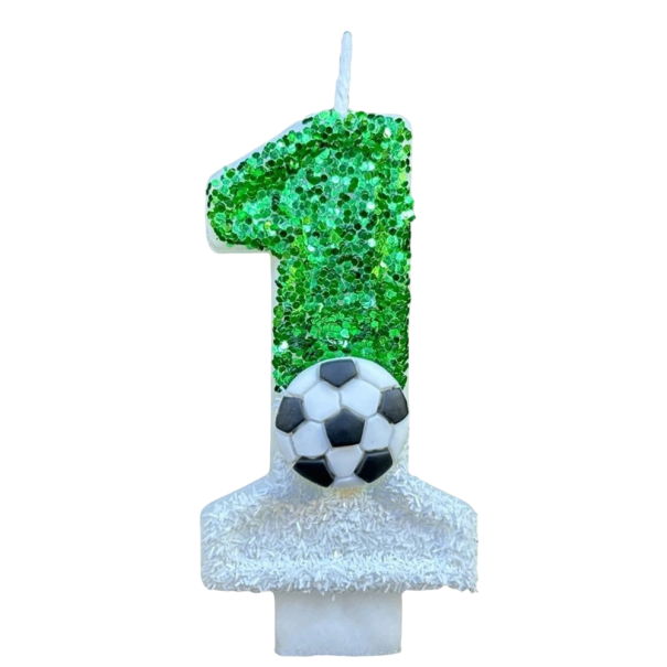 Candele per torta di calcio 8,5 x 5,5 cm Numeri di compleanno con motivo di palla Decorazioni per muffin Decorazioni per torte in paraffina Festa di calcio 1