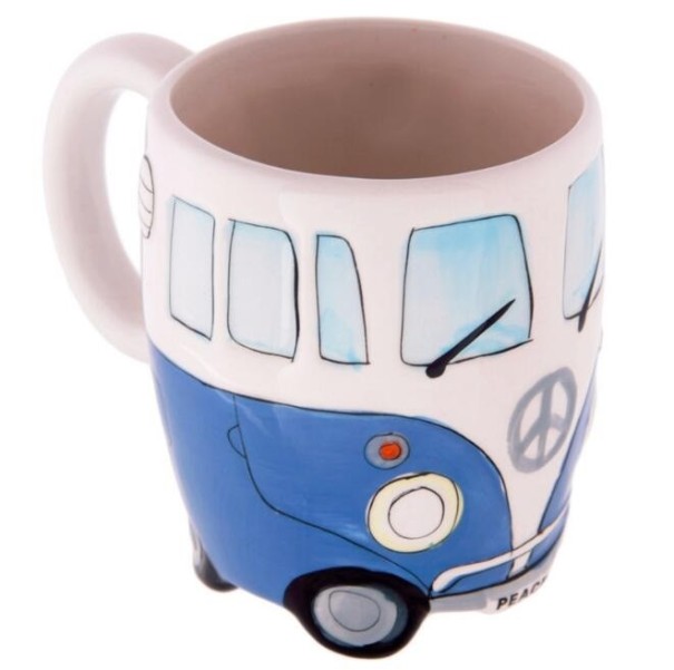 Caneca de cerâmica pintada à mão J2546 azul