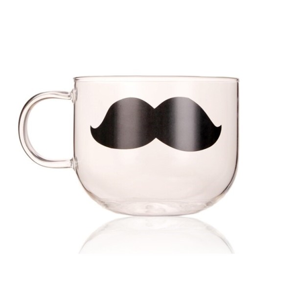 Caneca de vidro com bigode 1