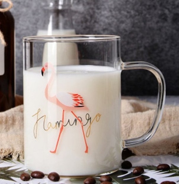 Caneca de vidro flamingo 1