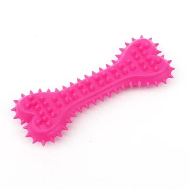 Caneleira de borracha para cão 10,5 x 4 cm com pontas de massagem para limpeza dos dentes e treino de mordida brinquedo resistente para cães pequenos de várias cores rosa