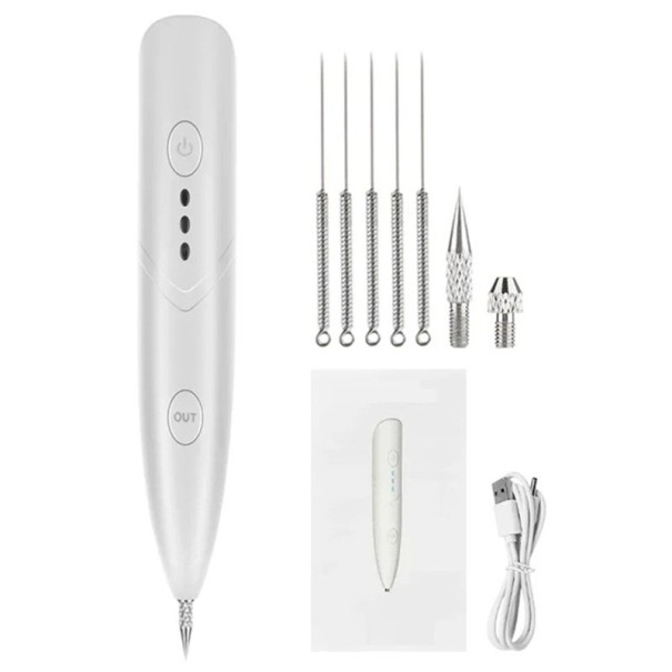 Caneta de plasma a laser para manchas e verrugas 3 modos 7 cabeçotes 13,1 x 2,2 cm Removedor de imperfeições cosméticas carregamento USB 1