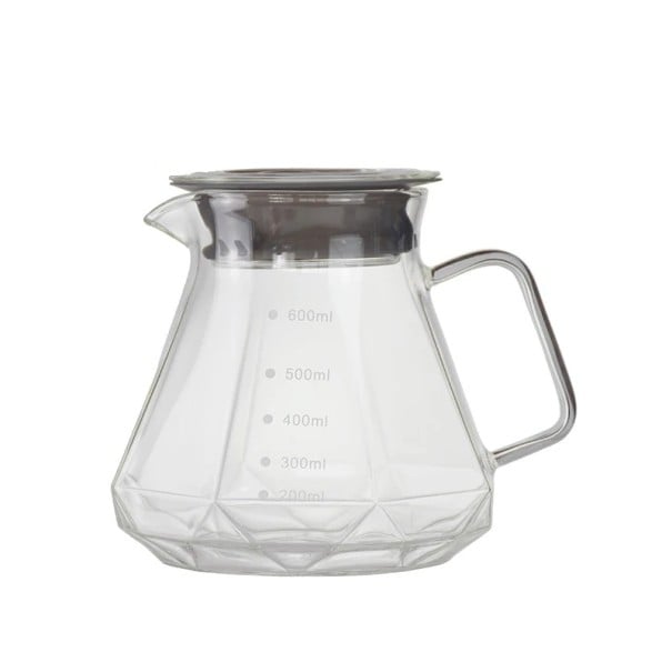 Căniță din sticlă pentru cafea și ceai cu capac 600 ml sticlă borosilicată carafă transparentă cu mânere pentru servirea băuturilor 1