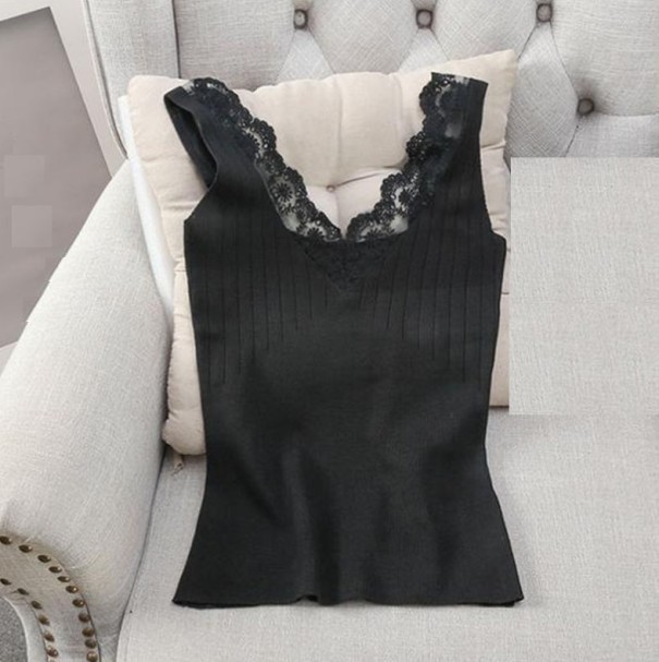 Canotta da donna con pizzo B279 nero