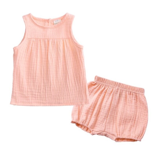 Canotta e pantaloni corti per bambina L1242 rosa 12-24 mesi