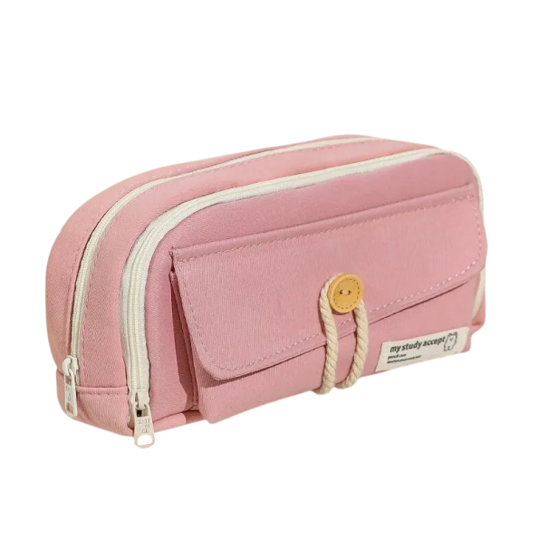 Canvas etui 210x110x75 mm Leuke en praktische etui Grote opening Capaciteit Studententas Cosmetica- en reistas roze