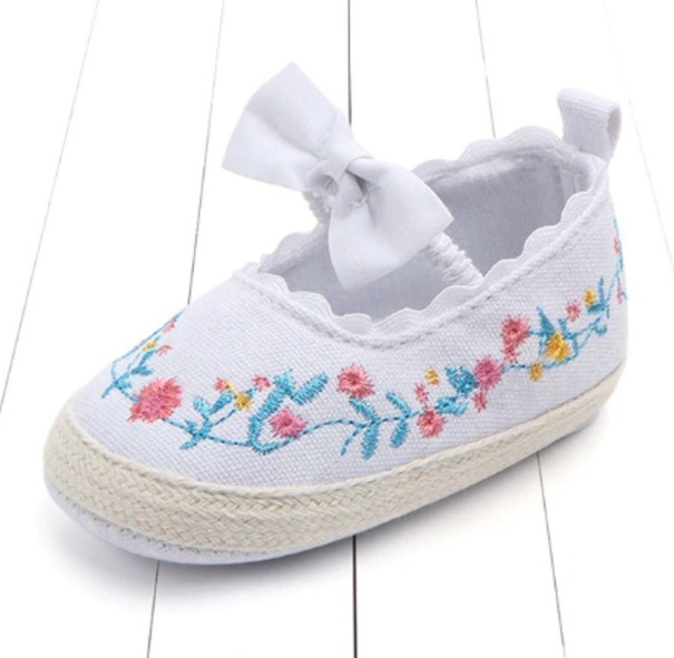 Canvas pantoffels voor meisjes wit 6-12 maanden
