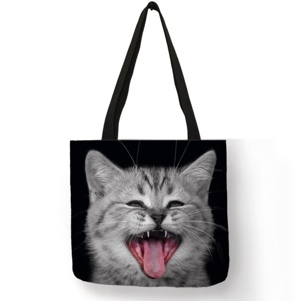 Canvasväska för dam katt M1665 4