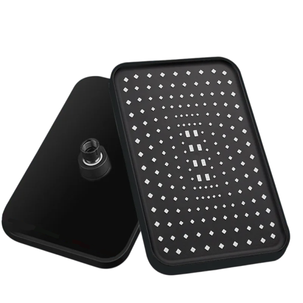 Cap de duș rotativ cu efect de ploaie, 30 x 21 cm, 360°, ABS, presiune înaltă, cap de duș cu debit mare, universal, filet de 1/2&quot;, accesorii pentru baie negru