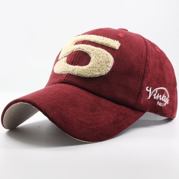 Cap with Number wine red