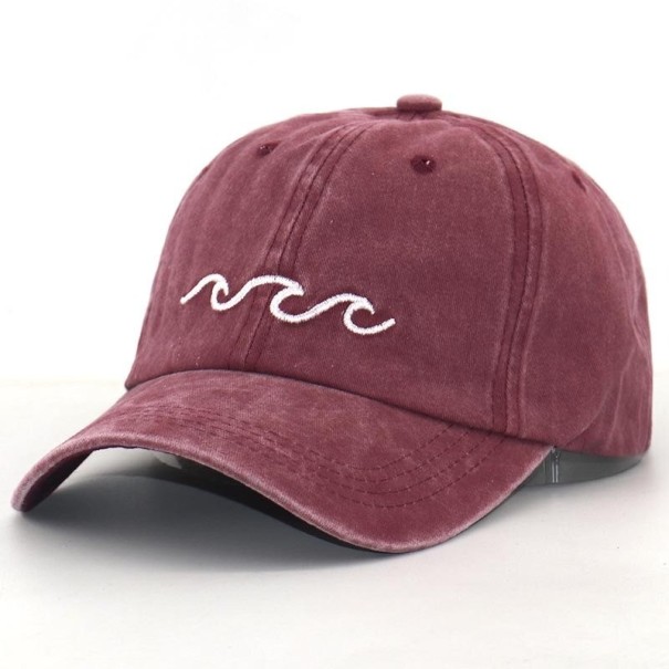 Cap with Sea Waves wine red