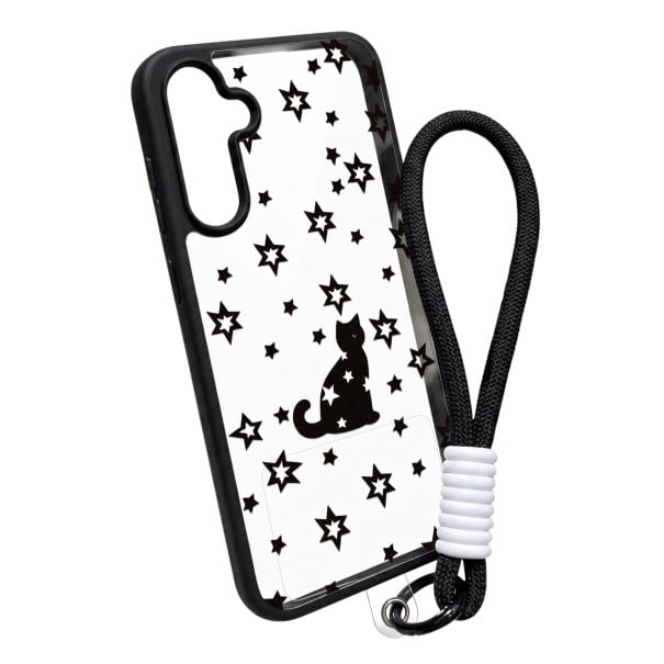 Capa adorável para Samsung Galaxy S25 FE com cordão para o pulso e padrão de animais Capa de acrílico transparente para telemóvel 1