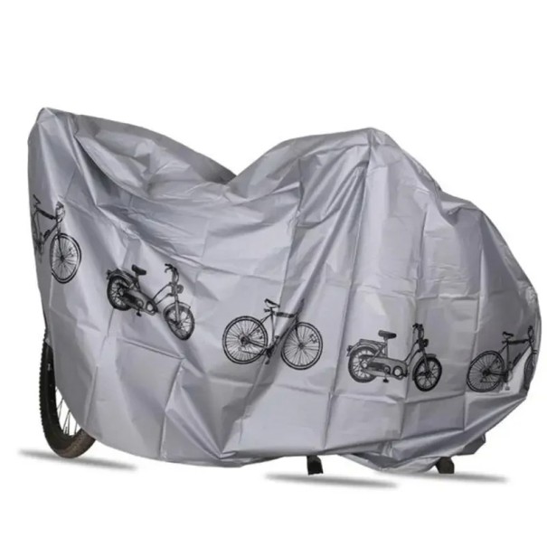 Capa cinza à prova de água para bicicleta e motociclo 200 x 100 cm Lona exterior contra sol, chuva e poeira com proteção UV Capa protetora para veículos 1
