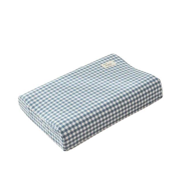 Capa de almofada 30x50 cm xadrez azul e branco em algodão Capa respirável e hipoalergénica para almofada de memória para o quarto 1