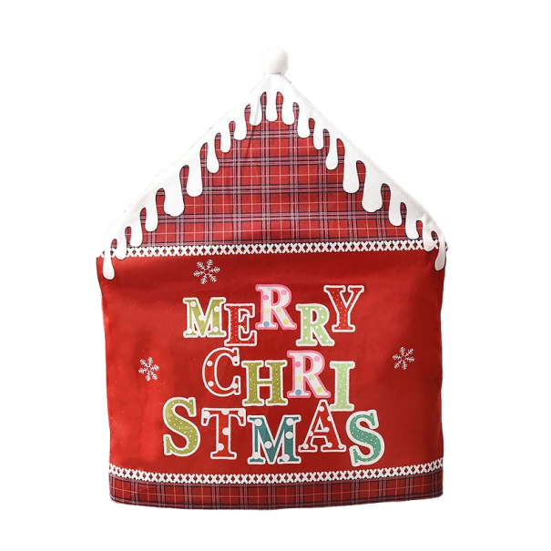 Capa de cadeira com inscrição de Natal vermelho