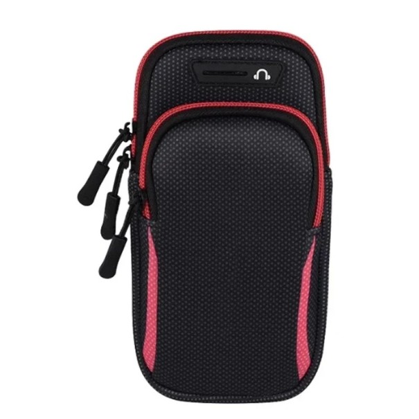 Capa de corrida universal para telefone de braço para telemóveis até 6,5 polegadas com faixa ajustável para desporto e treino vermelho
