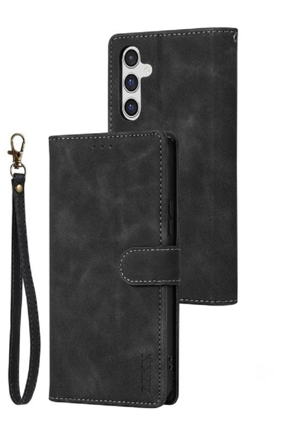 Capa de pele flip para Samsung A04s preto