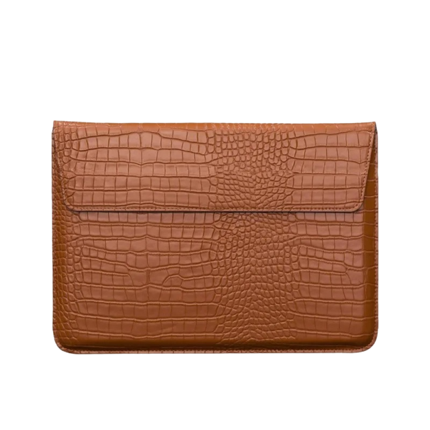 Capa de pele para portátil com padrão de pele de crocodilo para MacBook, Huawei 15 polegadas, 38,7 x 27 cm castanho