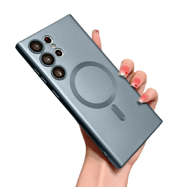 Capa de proteção com suporte para carregamento sem fios para Samsung Galaxy S23 Ultra verde