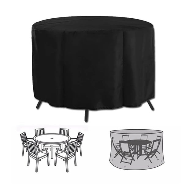 Capa de proteção redonda 230 × 110 cm Mobiliário de jardim Capa à prova de água contra chuva, neve, poeira e sol Proteção resistente com cordão 1