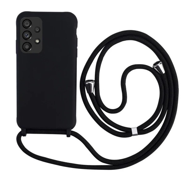 Capa de silicone com cordão para Samsung Galaxy S23 Ultra preto