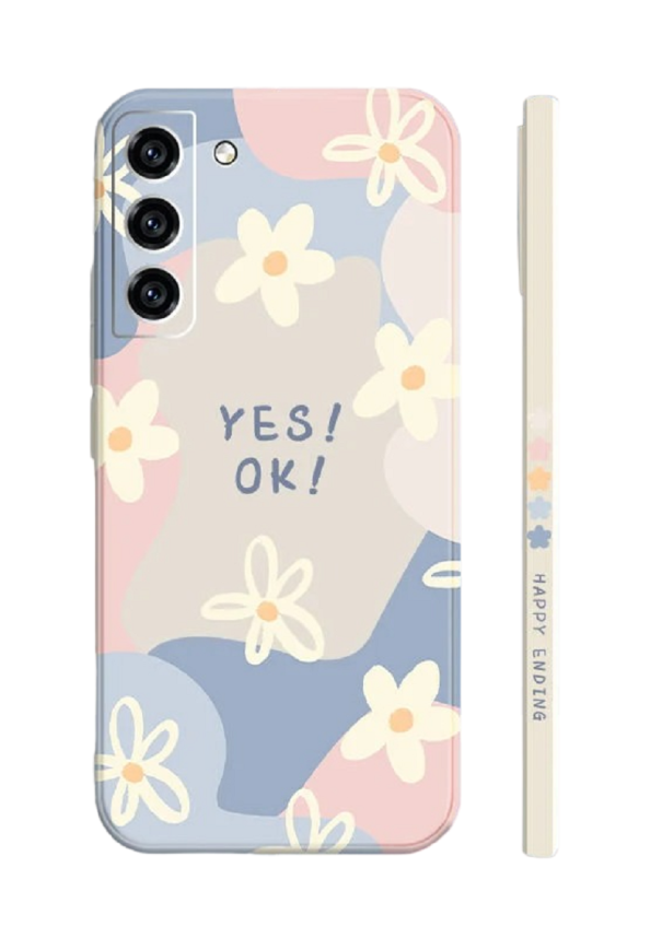 Capa de silicone com motivo de abstração e flores para Samsung Galaxy S23 1