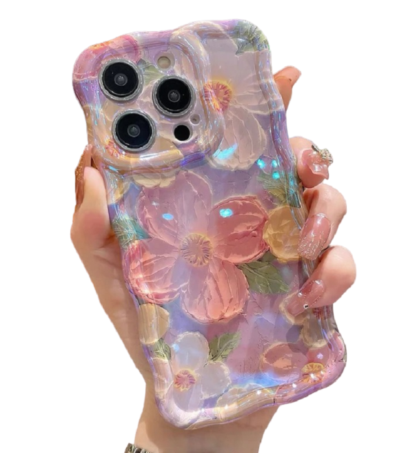 Capa de silicone com padrão floral para iPhone 15 Pro 1