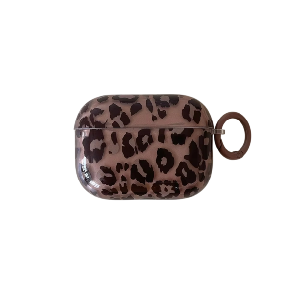 Capa de silicone luxuosa com padrão de leopardo para Airpods 1/2, capa protetora com chaveiro e design prático 1