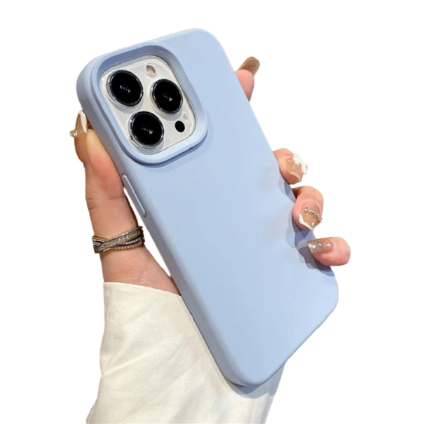 Capa de silicone para iPhone 15 azul claro