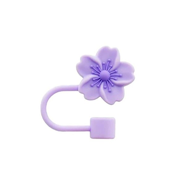 Capa de Silicone para Palhinha Flor Stanley Cup 2,79 x 1 cm Capa Protetora para Palhinha Tampa Decorativa Tampão de Silicone Peça de Substituição roxo