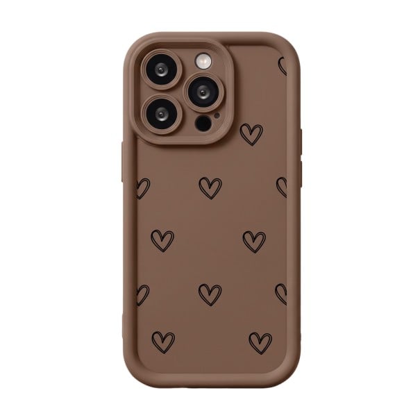 Capa de silicone para Samsung Galaxy A35 5G com corações Resistente Bordas elevadas à volta do ecrã Corações desenhados à mão Proteção castanho