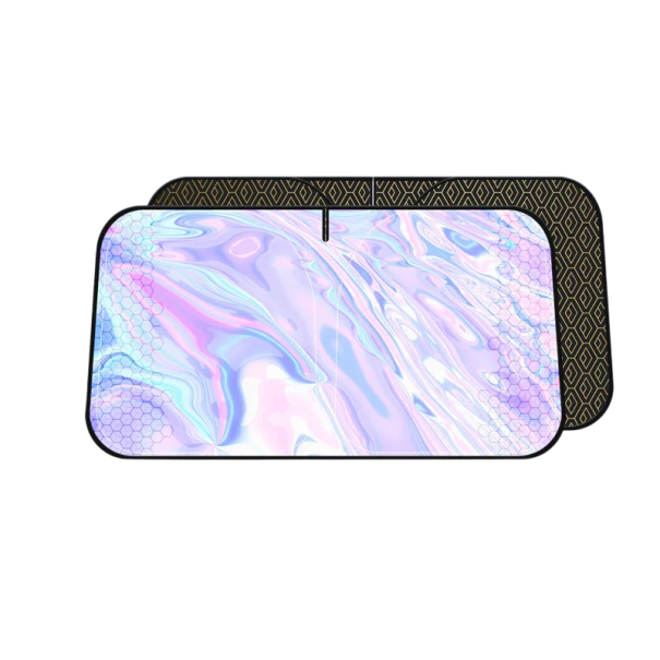 Capa de sol para para-brisas 142x80 cm Cobertura UV protetora Tecido Oxford Textura holográfica perolada Escudo térmico para o vidro da frente do carro 1