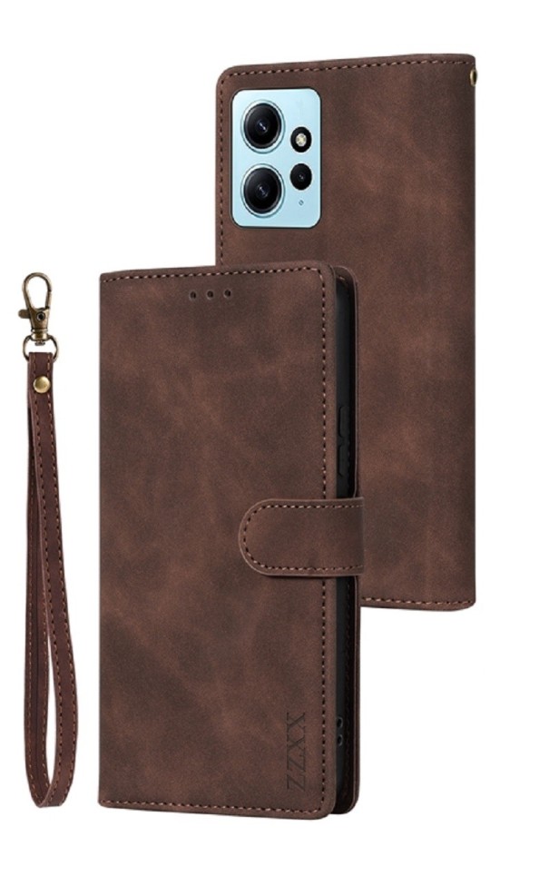 Capa flip em pele para Xiaomi Redmi Note 11T 5G castanho