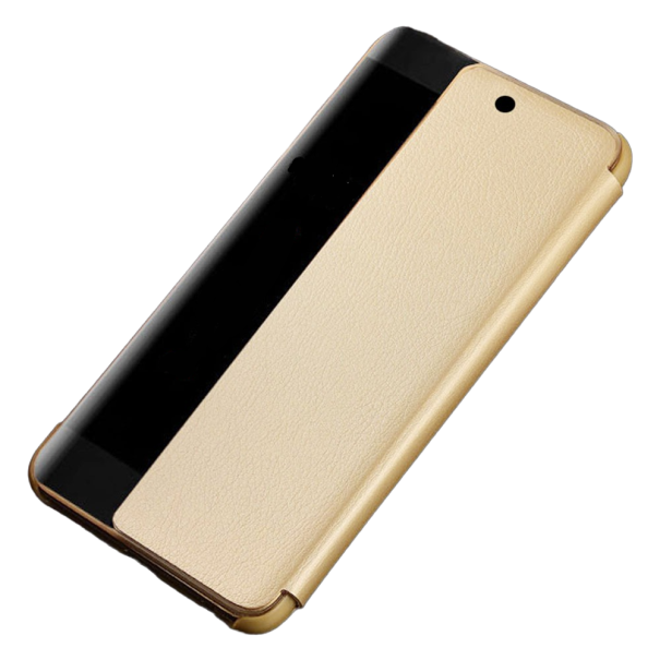 Capa Flip Smart Clear View para Huawei P50 dourado