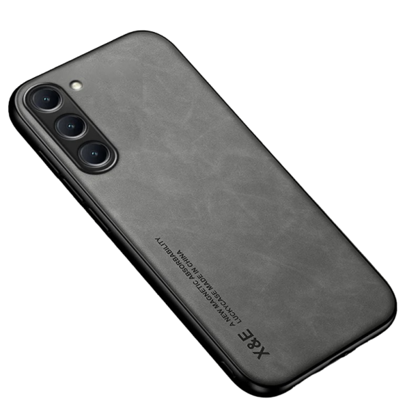 Capa magnética em pele para Samsung Galaxy S23 cinzento