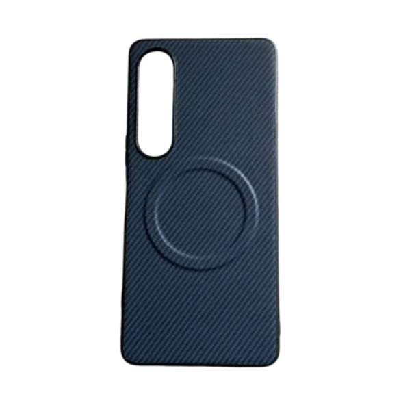 Capa magnética para móvel Sony Xperia 1 V Capa protetora contra riscos Design antiderrapante Suporte para carregamento azul escuro