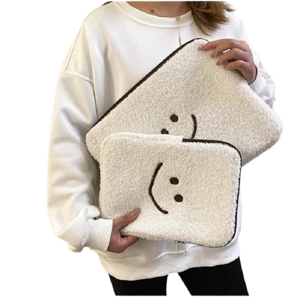 Capa para MacBook e iPad com sorriso 12,9 - 13,3 polegadas, 33 x 24 cm V181 branco