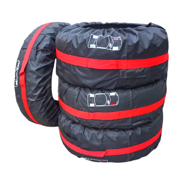 Capa para pneu sobressalente de carro 66 cm 4 pcs Conjunto de capa protetora em tafetá de poliéster Capa universal à prova de água vermelho