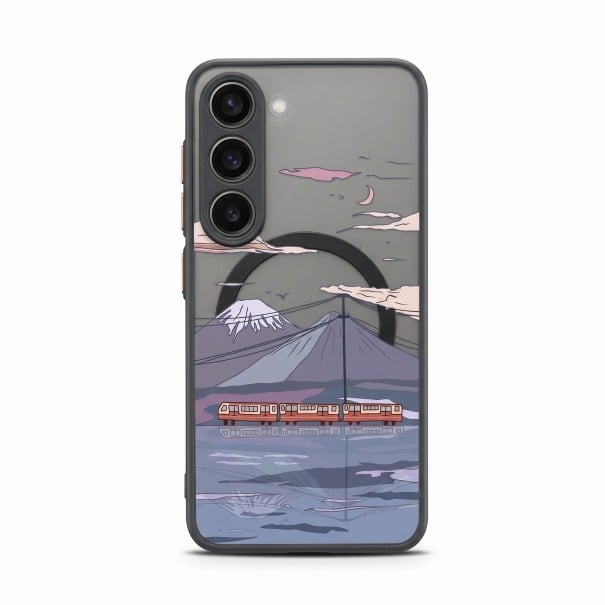 Capa para Samsung Galaxy S25+ com Motivo Anime Town Suporte a Carregamento Magnético Acrílico e TPU Capa Protetora para Telemóvel com Anel Magnético 3