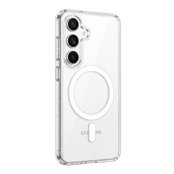 Capa para Samsung Galaxy S25 Suporte para carregamento sem fios magnético Anel magnético Material acrílico Transparente Capa protetora para telemóvel 1