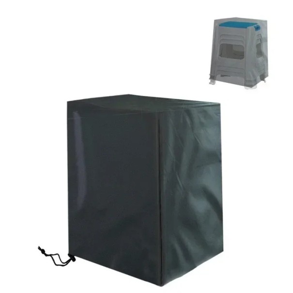 Capa protetora 68×68×72 cm para cadeiras de jardim empilháveis Capa de poliéster resistente contra a chuva, poeira e raios UV Fácil de limpar Cor preta 1