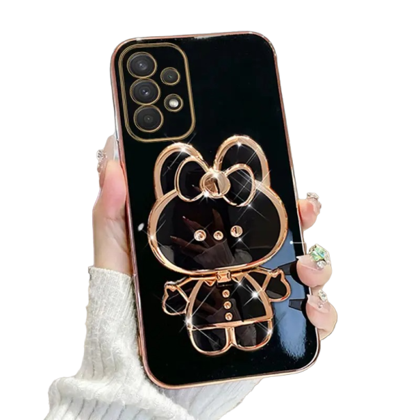 Capa protetora com espelho e suporte para Samsung A73 5G preto