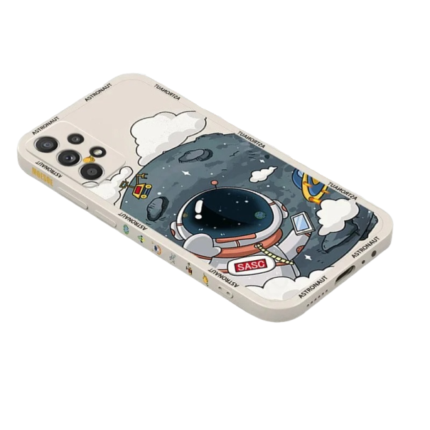 Capa protetora com motivo de astronauta para Samsung Galaxy S23 Plus bege